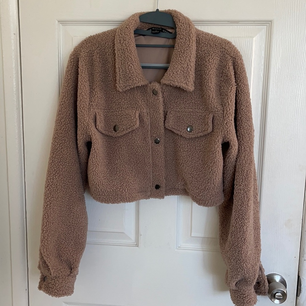 Cropped boohoo teddy jacket